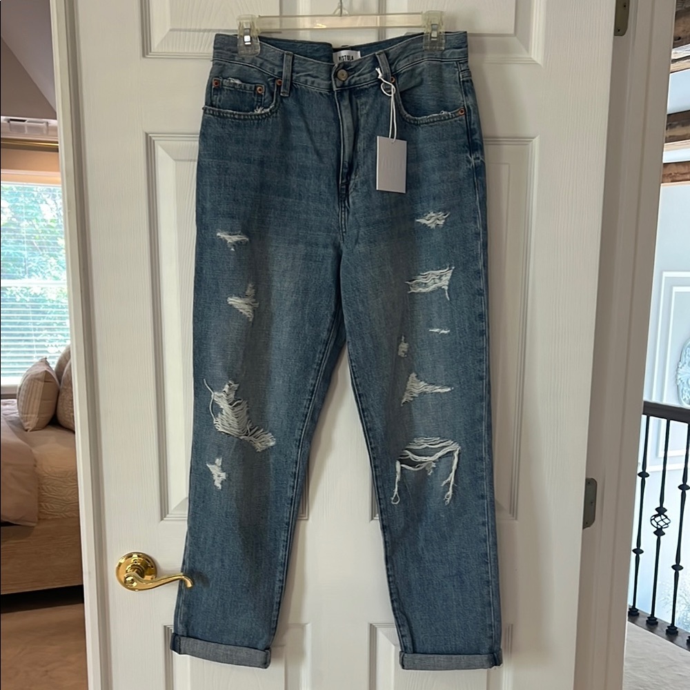 Pistola Blue Boyfriend Jeans Distressed Relaxed Fit